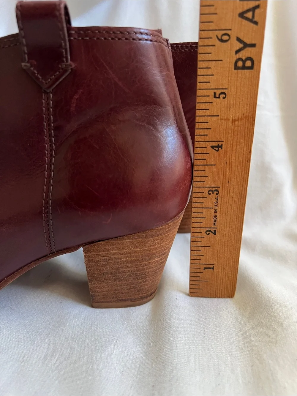Madewell Burgundy/Brown Leather Ankle Booties with Side Zipper
